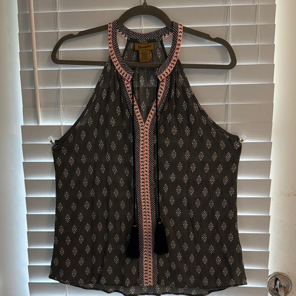 Wrangler Black Sleeveless Halter Blouse